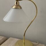 Articulated brass and opaline lamp from the 70s