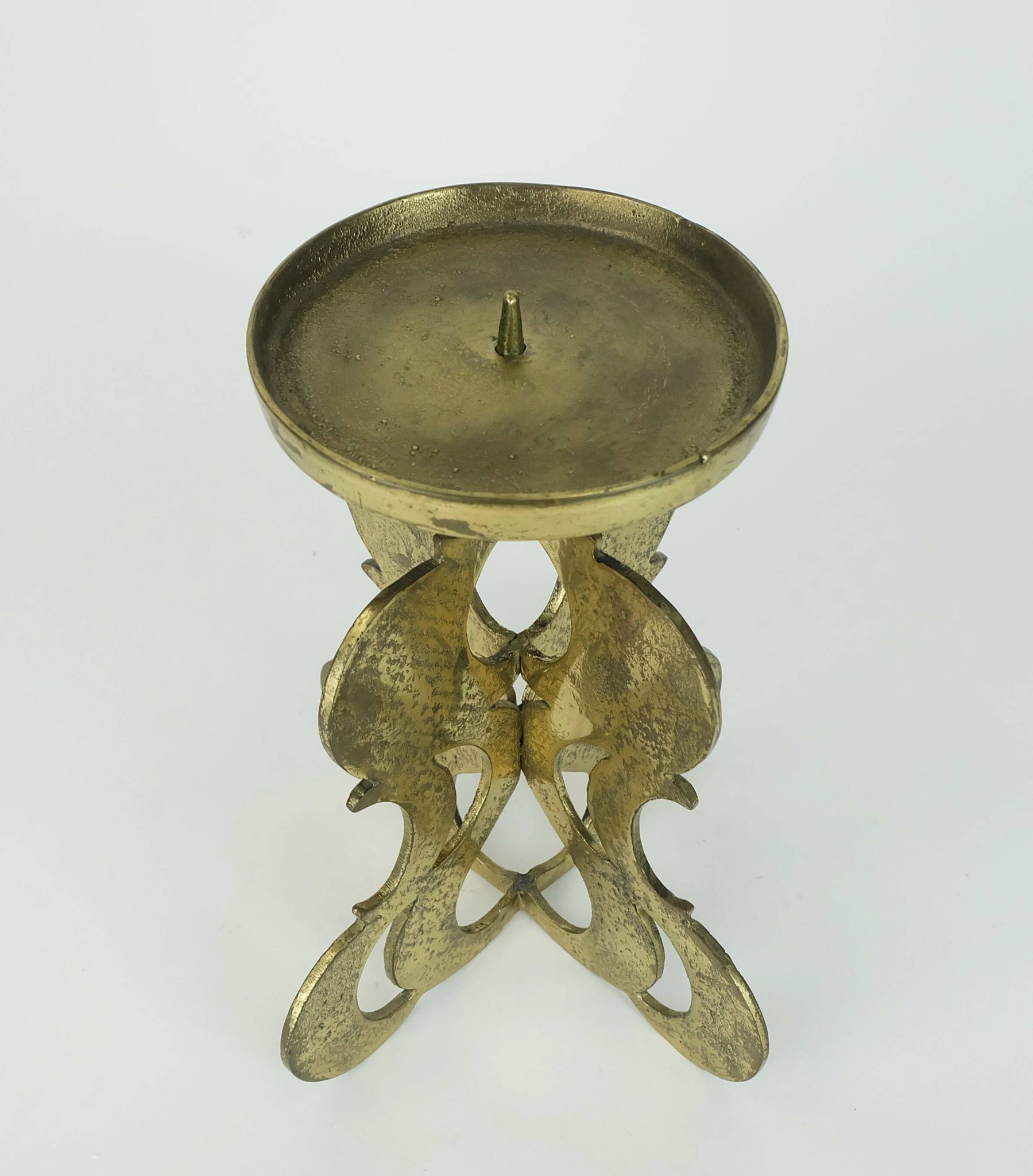 1960s mid century brutalist brass CANDLEHOLDER for one big candle