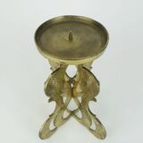 1960s mid century brutalist brass CANDLEHOLDER for one big candle