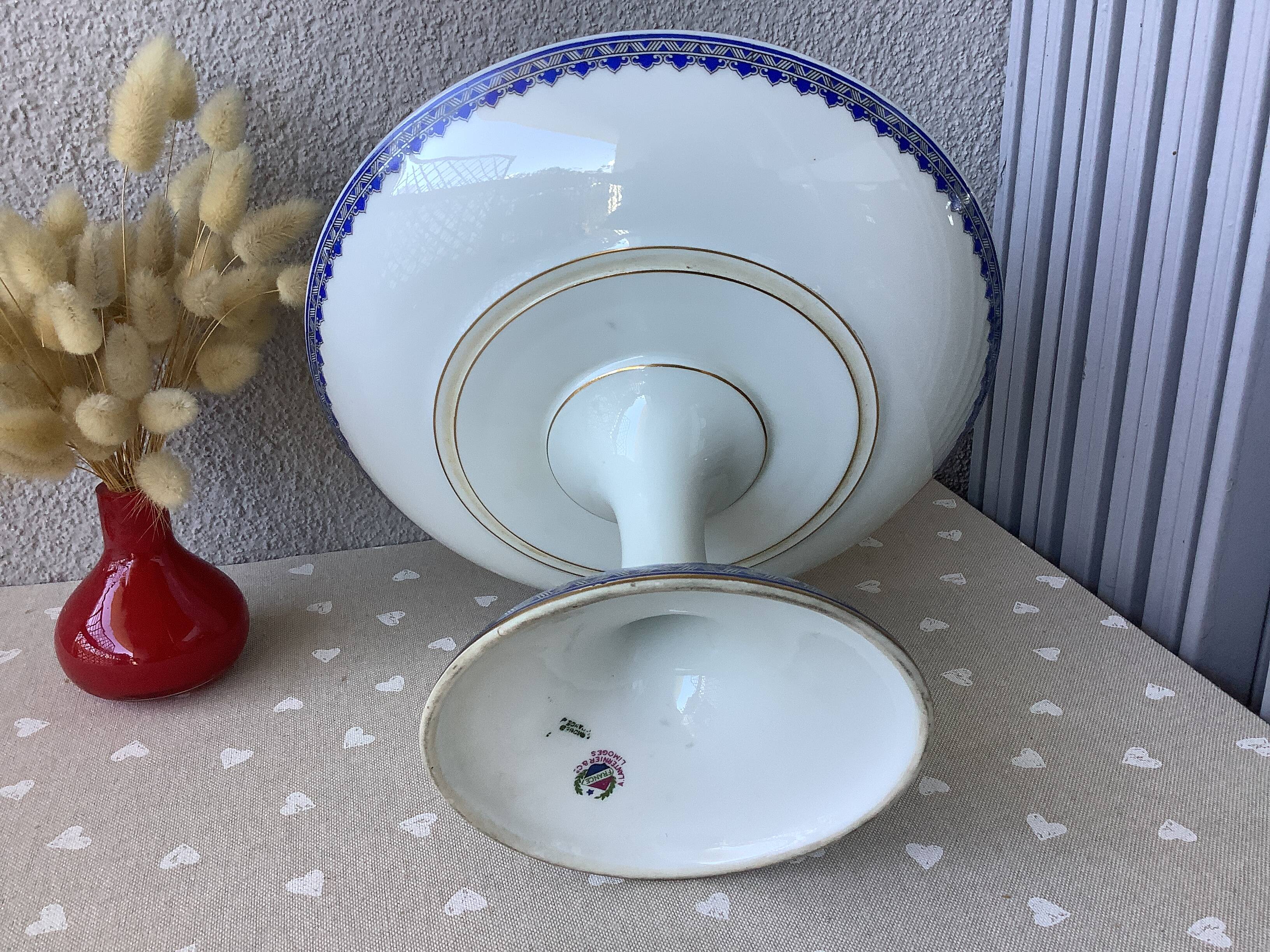 Antique compote dish on foot Limoges A. Lanternier & Co - early 20th century