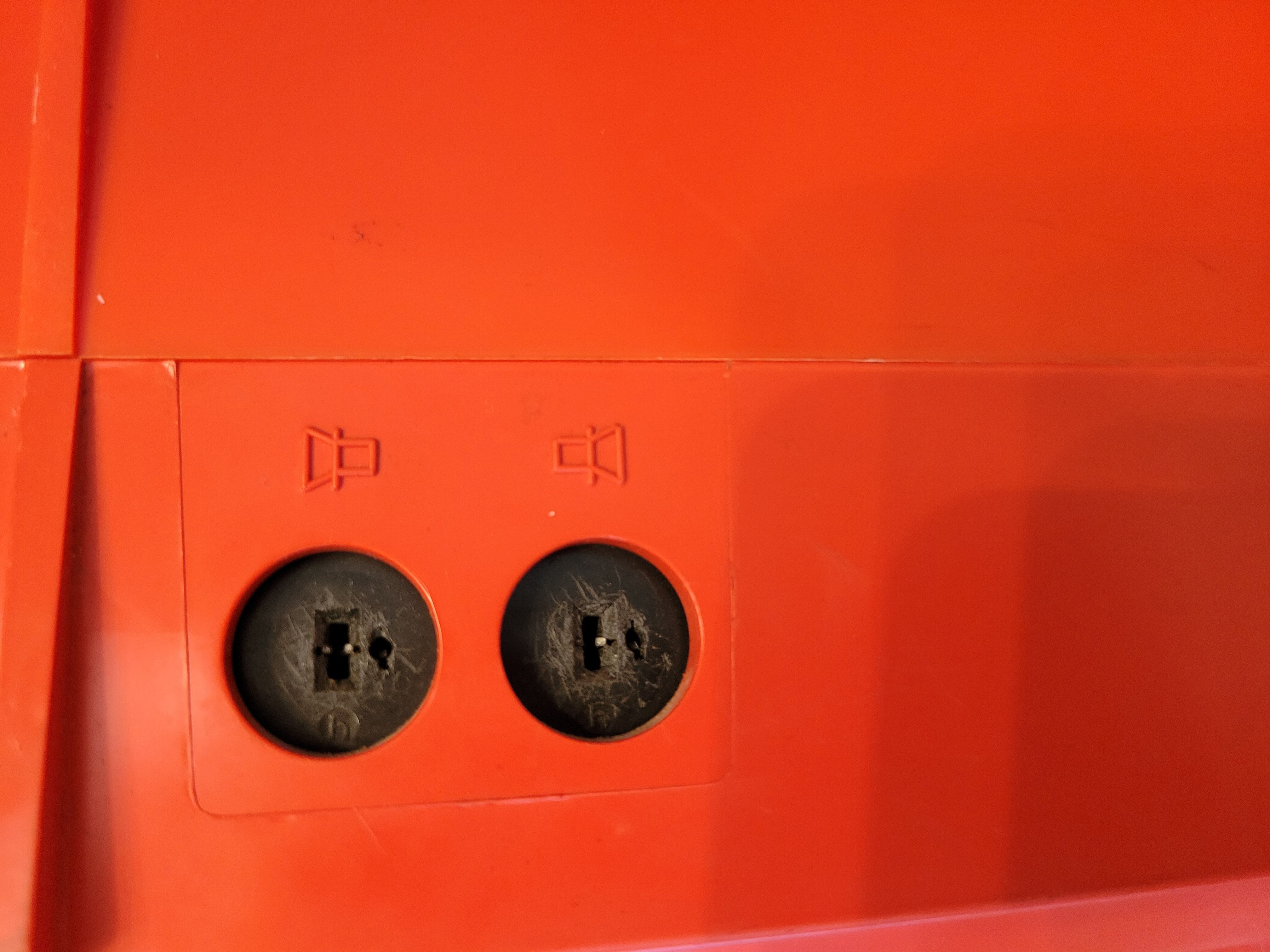 Vintage stereo electrophone record player Continental Edison red orange