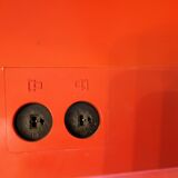 Vintage stereo electrophone record player Continental Edison red orange