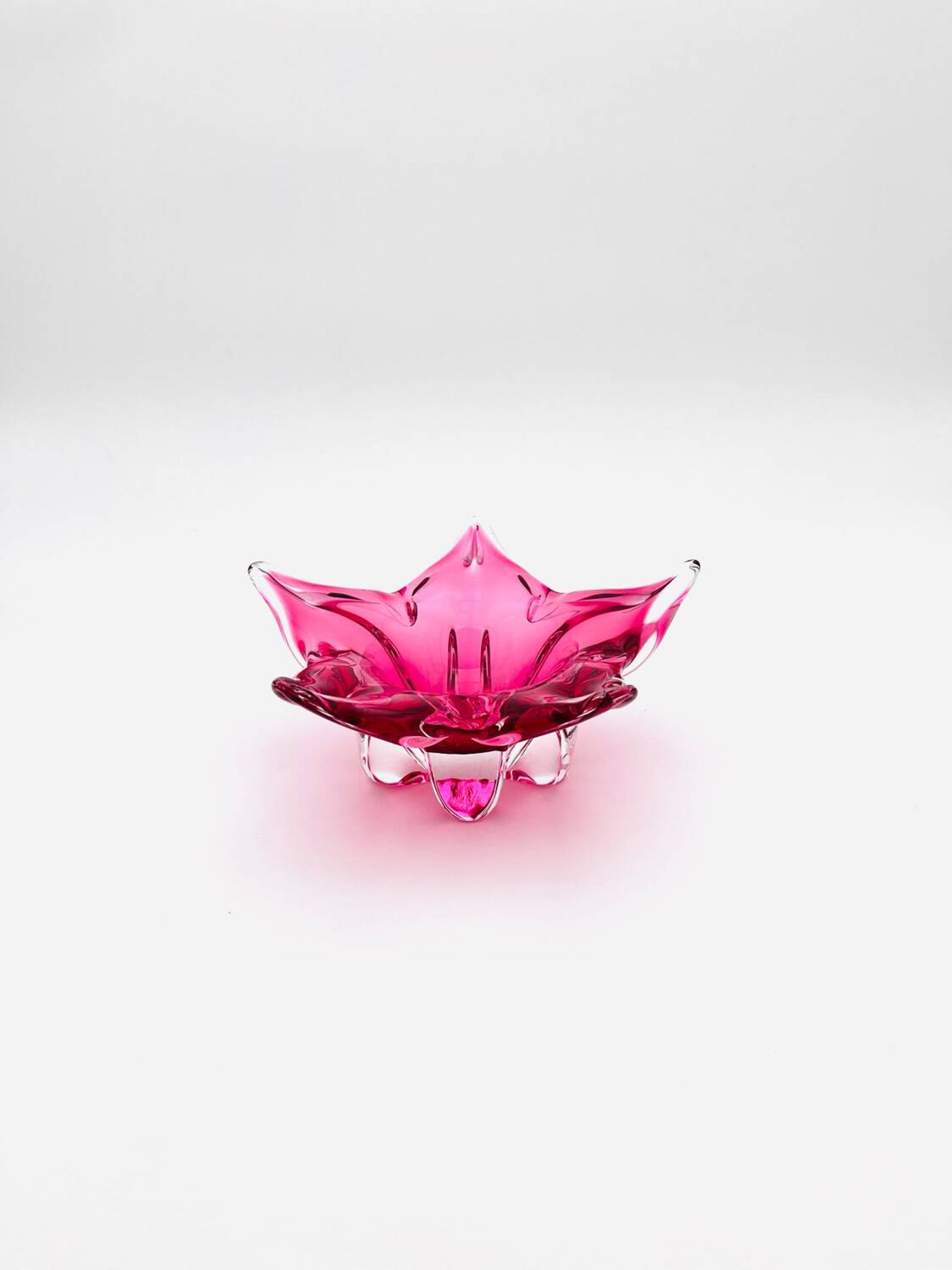 Coupe Sommerso Josef Hospodka - Cristal de Bohême Rose -Circa 1960