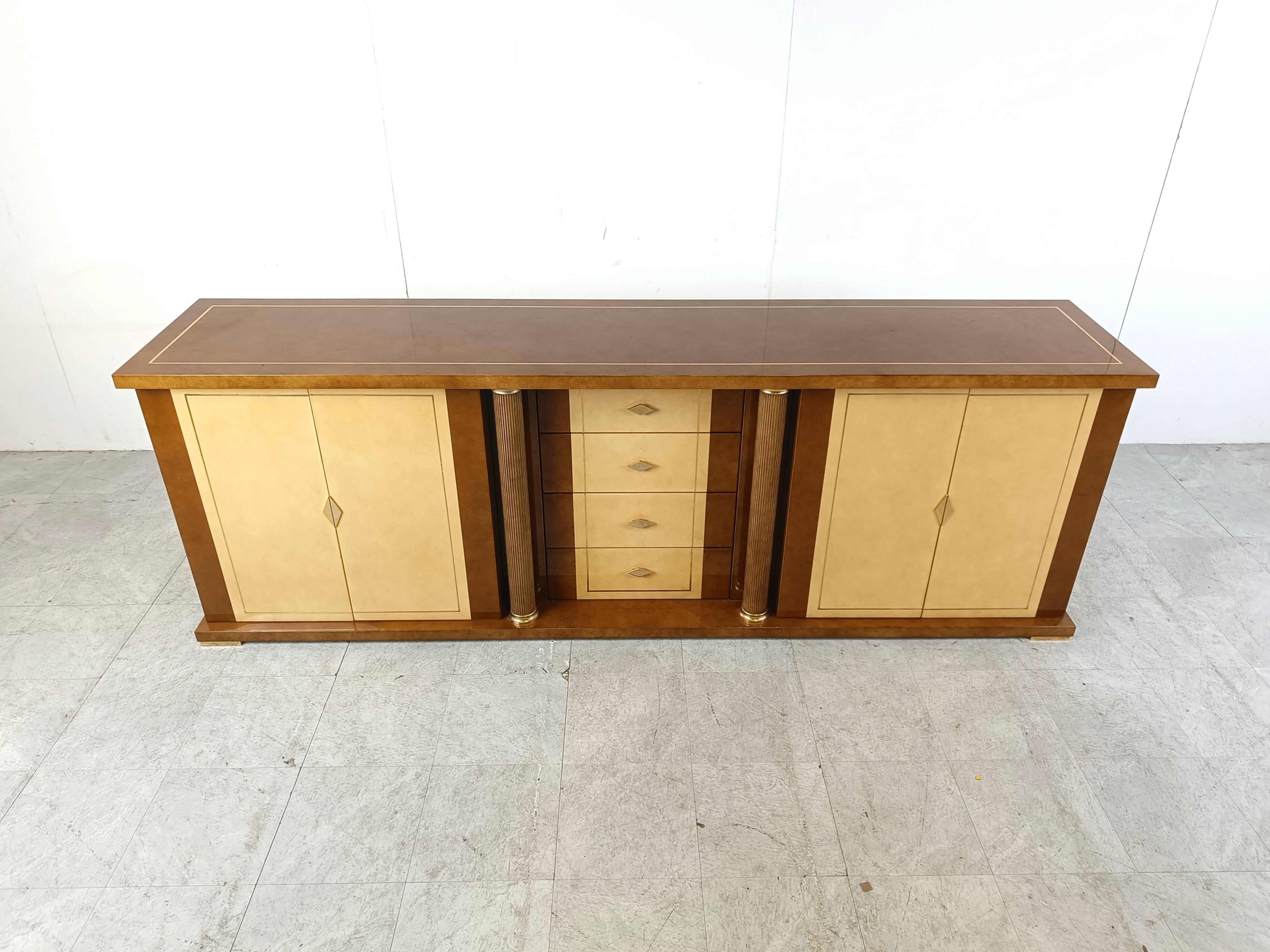 Vintage lacquered goatskin credenza, 1970s