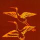 Set of 3 round plastic trays in Chinese lacquer style with crane bird motifs