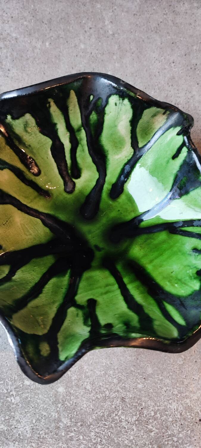 Vintage green ceramic bowl signed PL IV