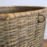 Large wicker/vintage bamboo laundry basket with lid