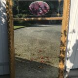 Trumeau with ice medallion framed wood golden patina 69x113cm