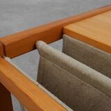 Pine and linen coffee table with magazine rack by Karin Möbring, Sweden