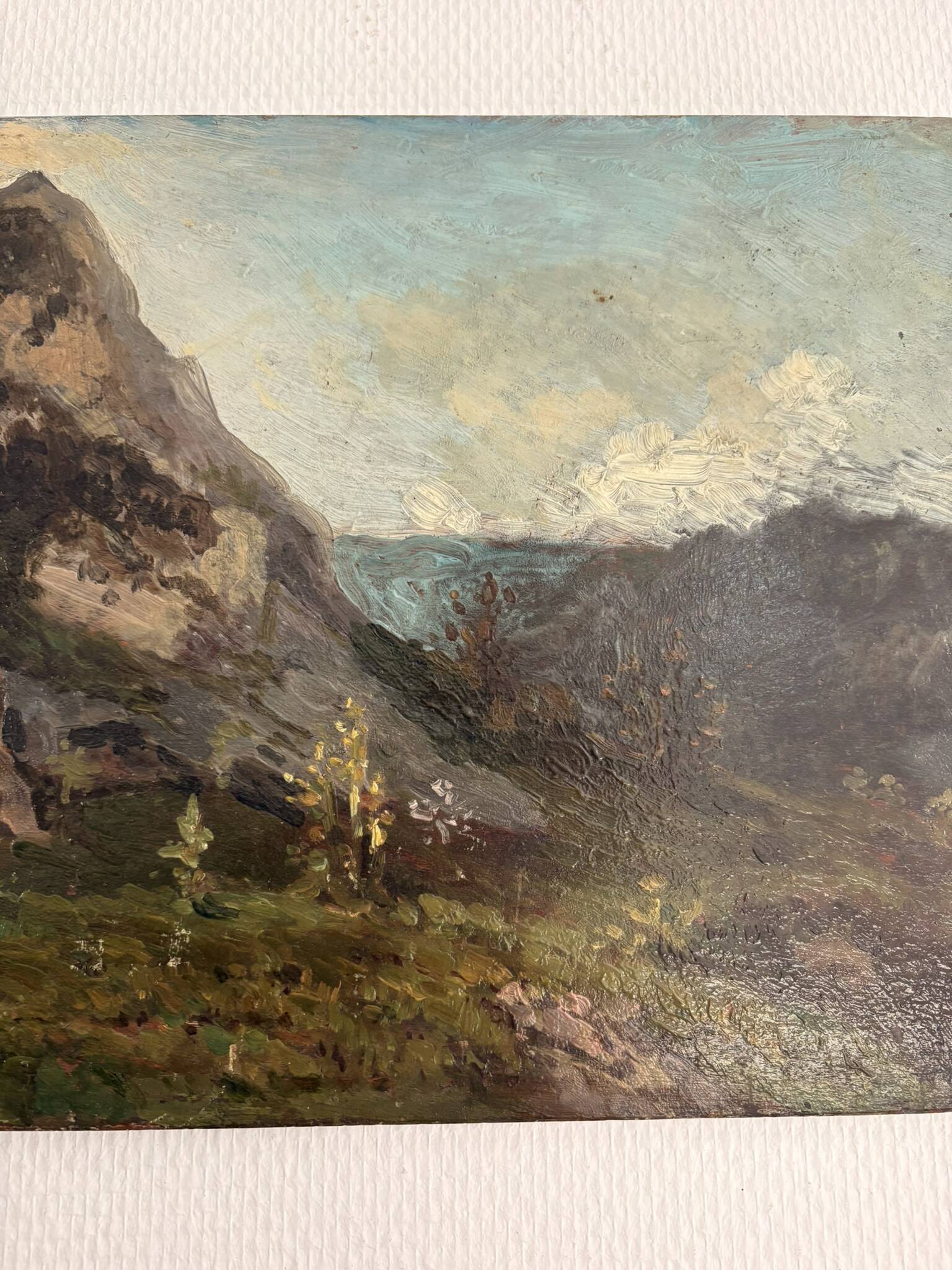 Old Oil Painting Wood Panel P Reynaud Post-Impressionism Landscape