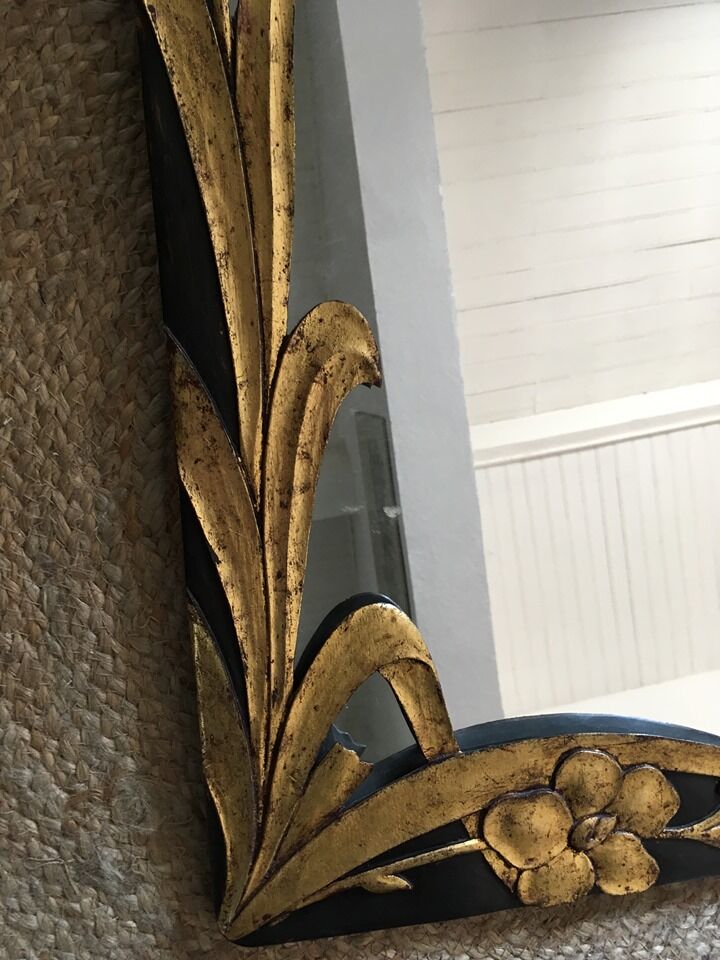 Wooden mirror Bohemian style years 70/80 35x60cm