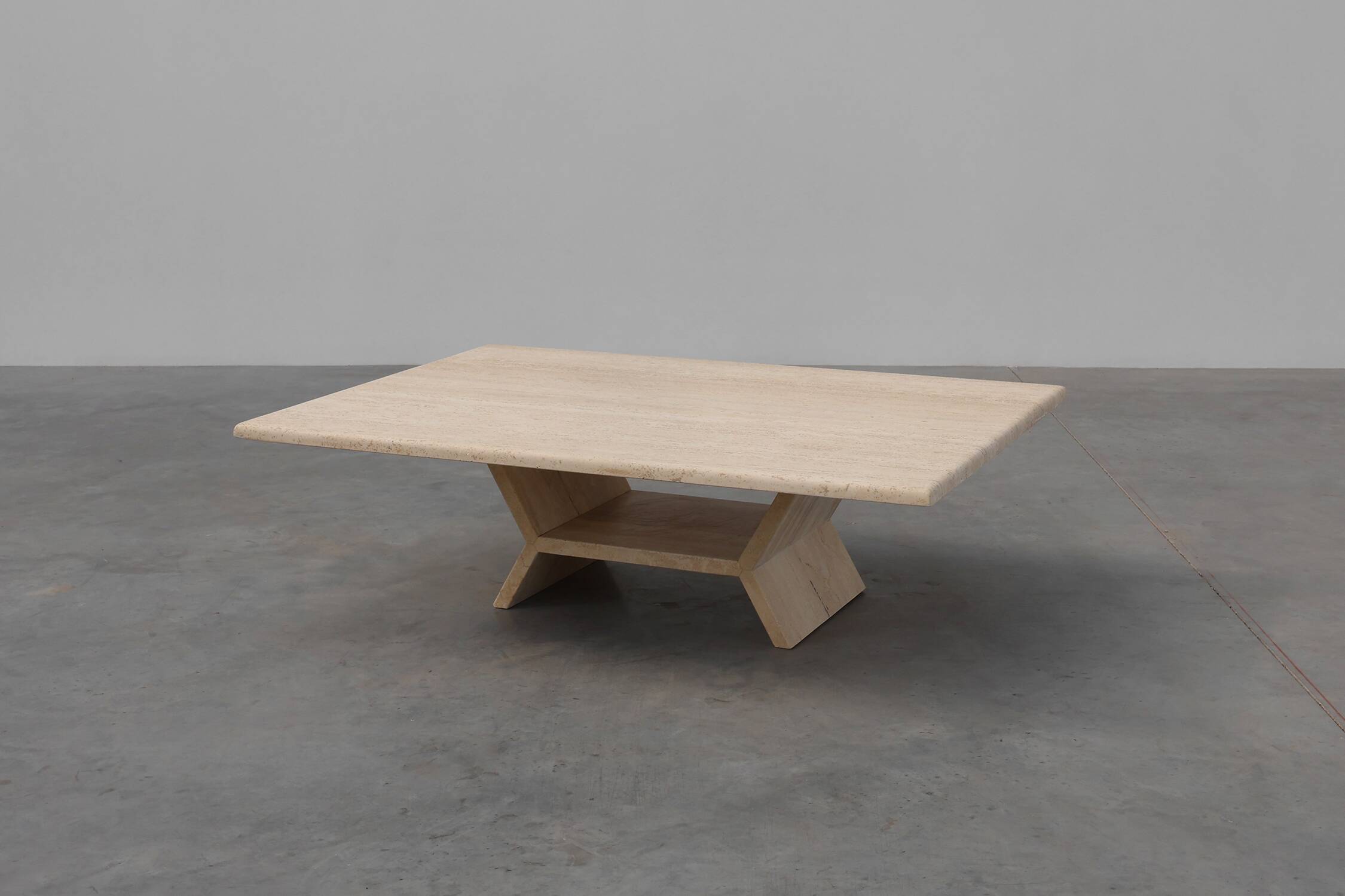 Sculptural geometric rectangular travertine coffee, Italy 1960s