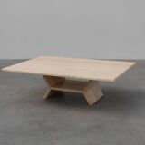 Sculptural geometric rectangular travertine coffee, Italy 1960s