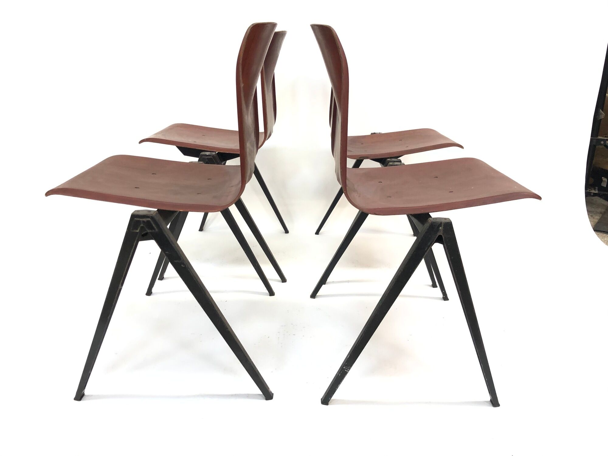 Vintage set of four Galvanitas S22 school chairs in the Netherlands