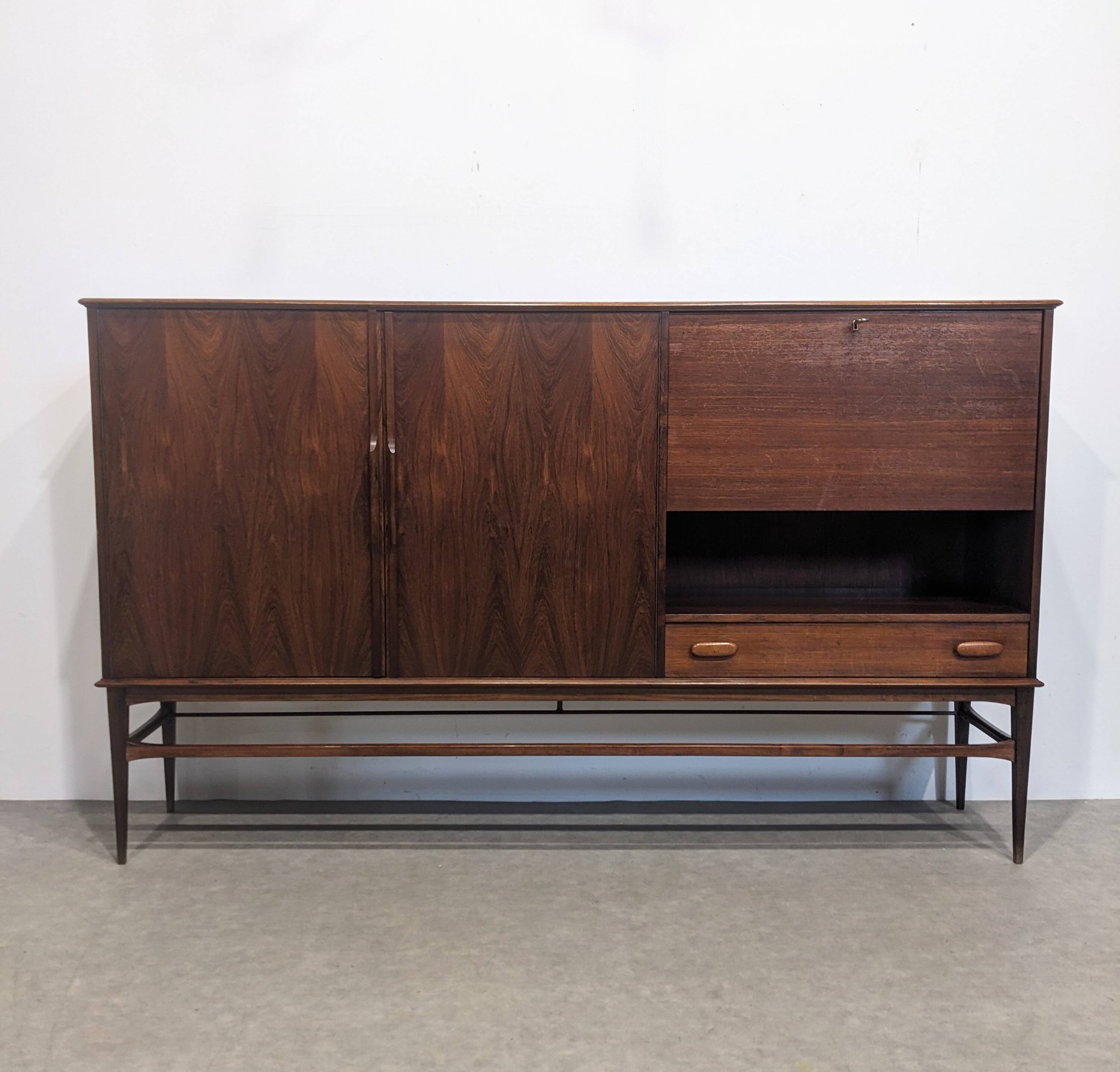 Scandinavian highboard in Rio rosewood.