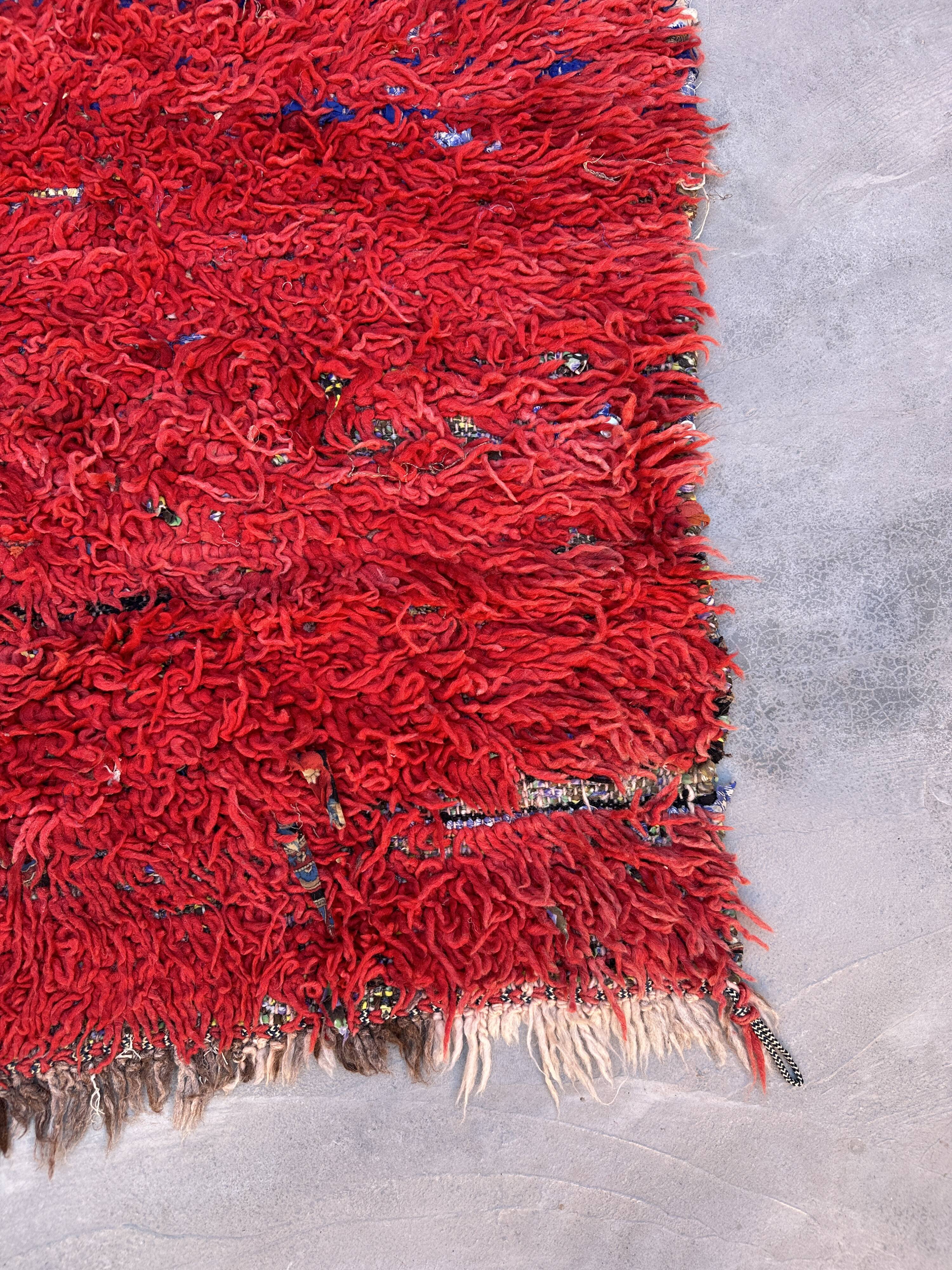 Red Boujad Moroccan rug - 207 x 88 cm