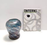 Blue Murano Glass Vase by Fratelli Toso with Bronze Aventurine