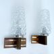 Pair Vintage Danish Bubble Blass Wood sconces