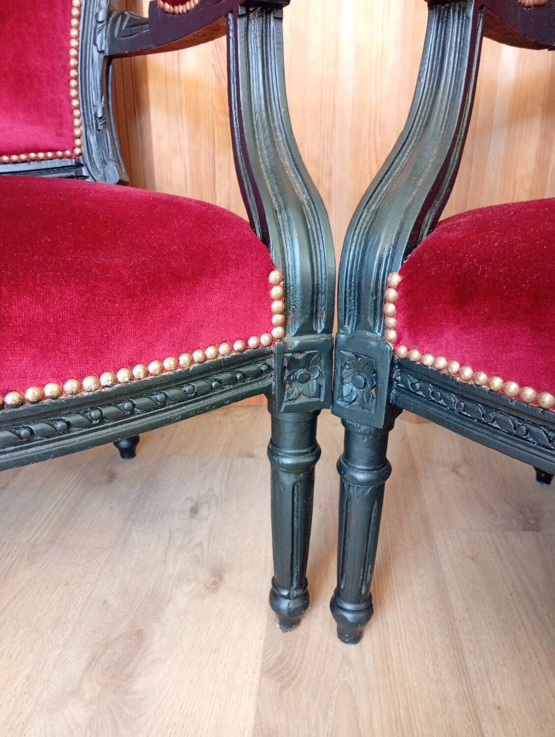 Pair of Louis XV style cabriolet armchairs