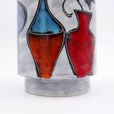 Italian round vase with bottle and floral motifs - 1950s/1960s