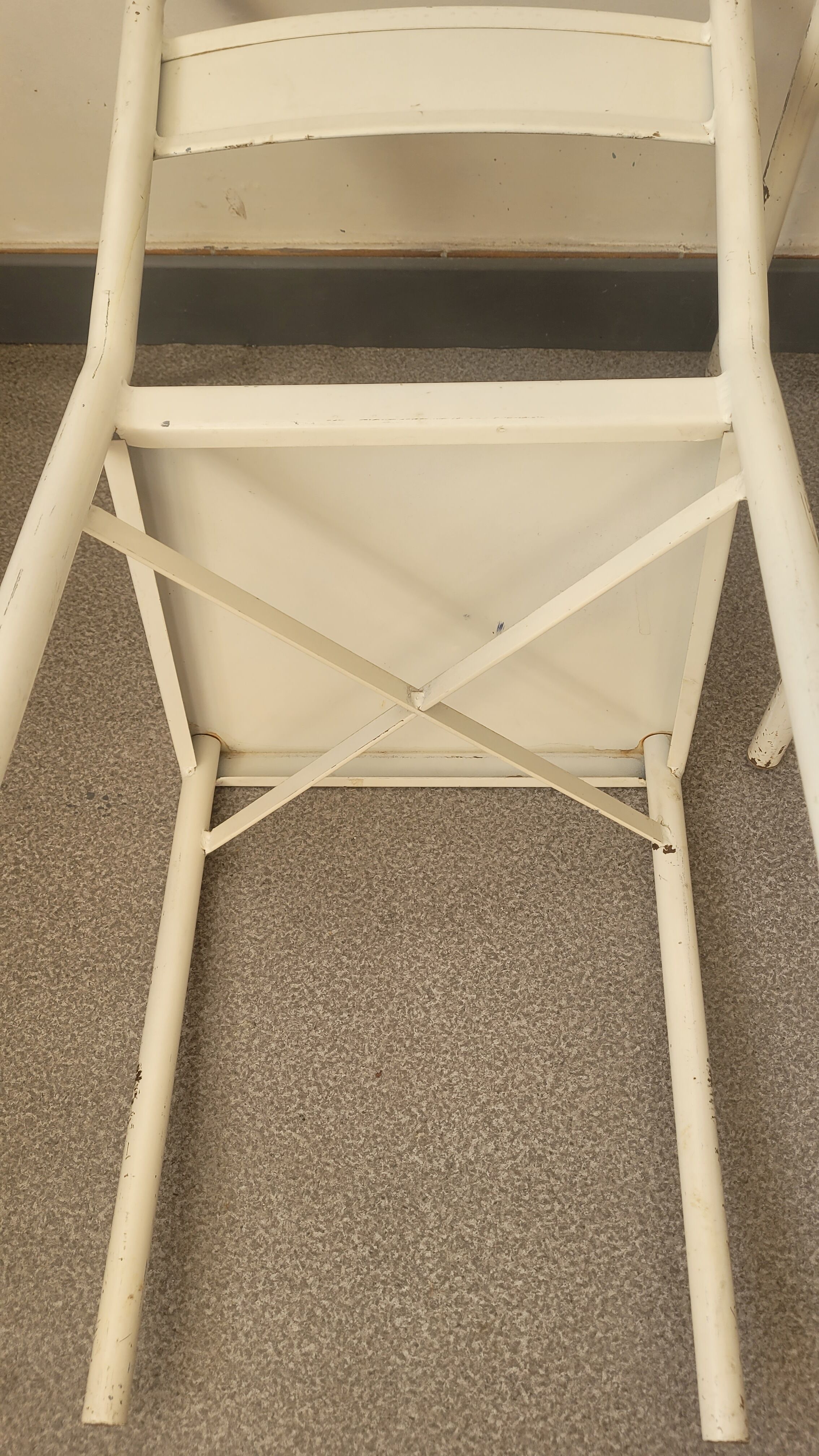 Pair of patinated white metal chairs