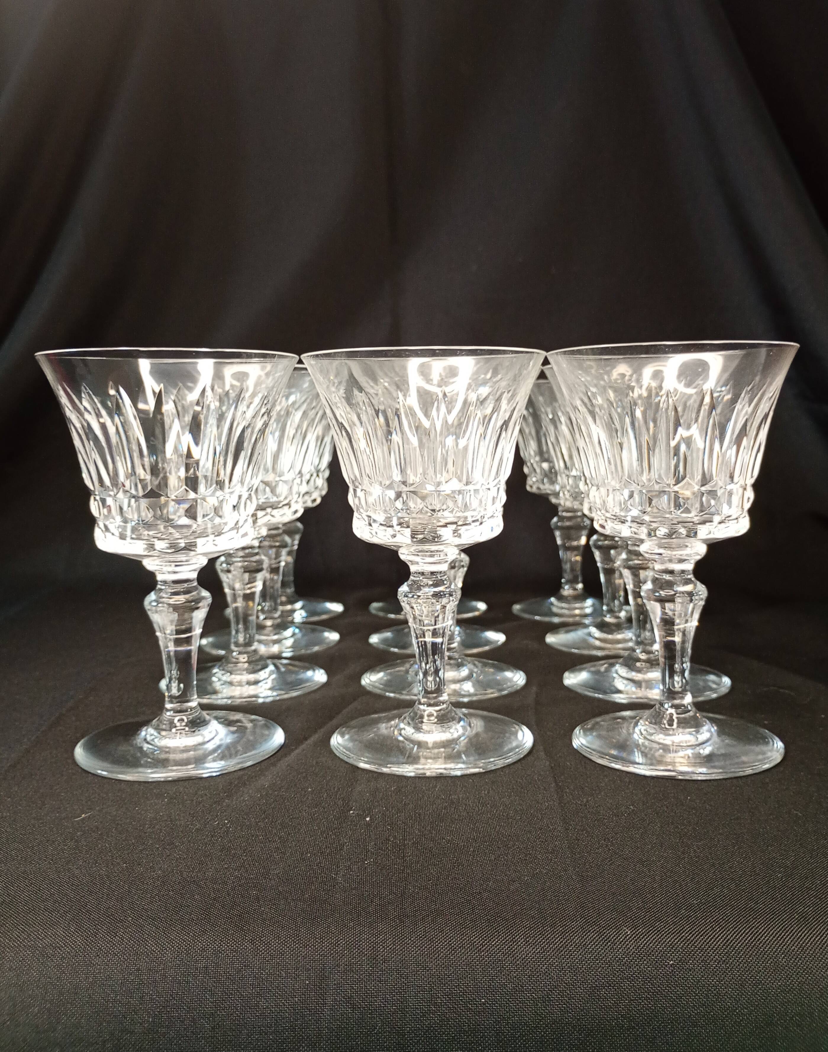 Set of 12 Baccarat Piccadilly Cut Crystal Red Wine Goblets