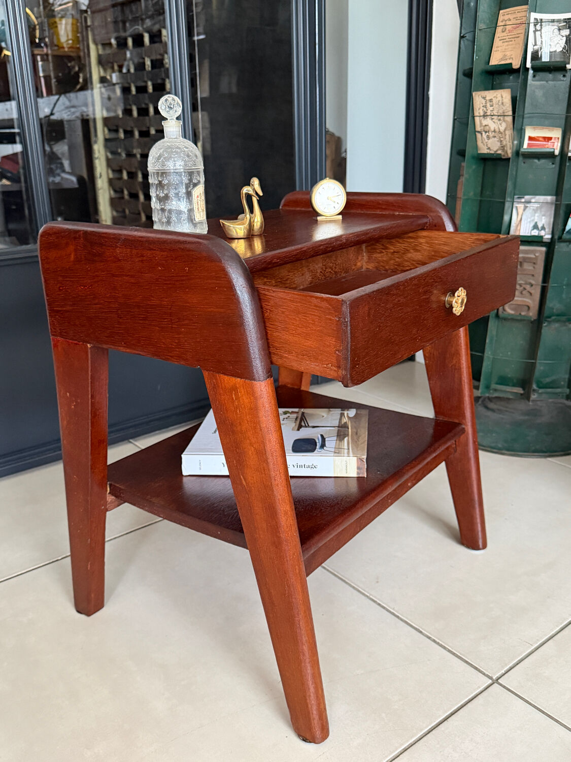Vintage solid wood bedside table
