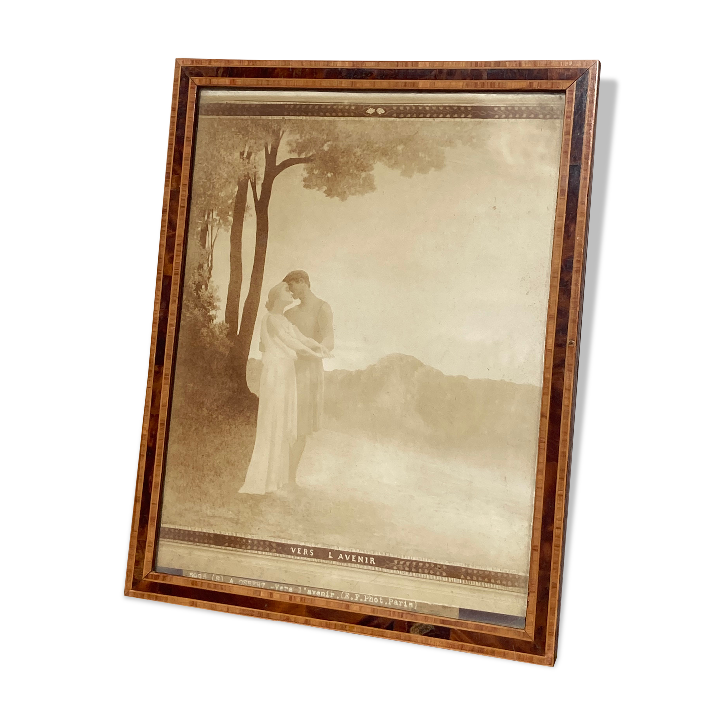 Photographie argentique ancienne encadrée 1910 marqueterie