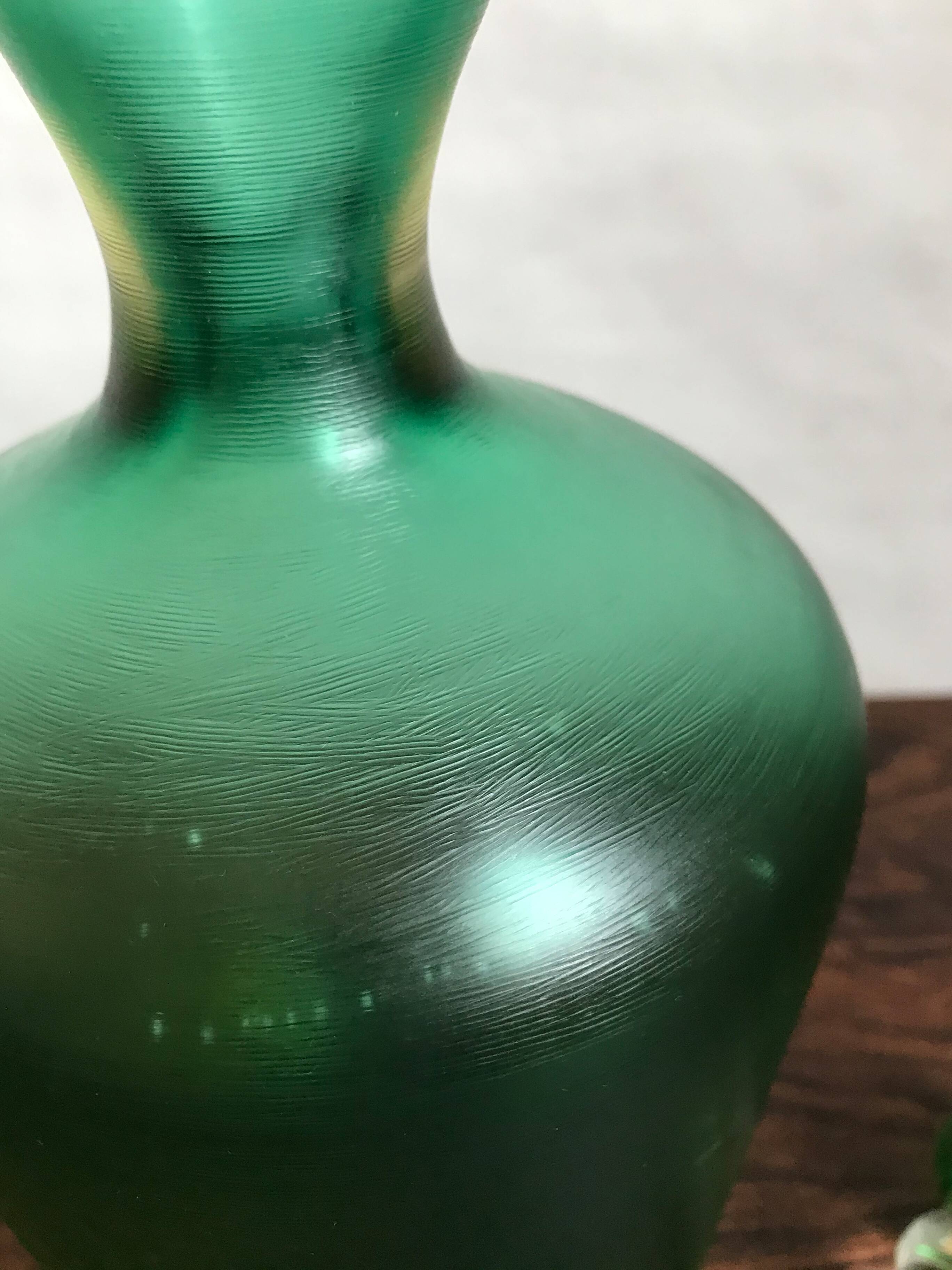 Venini Murano Italian green bottle serie "Incisi" produced in 2004