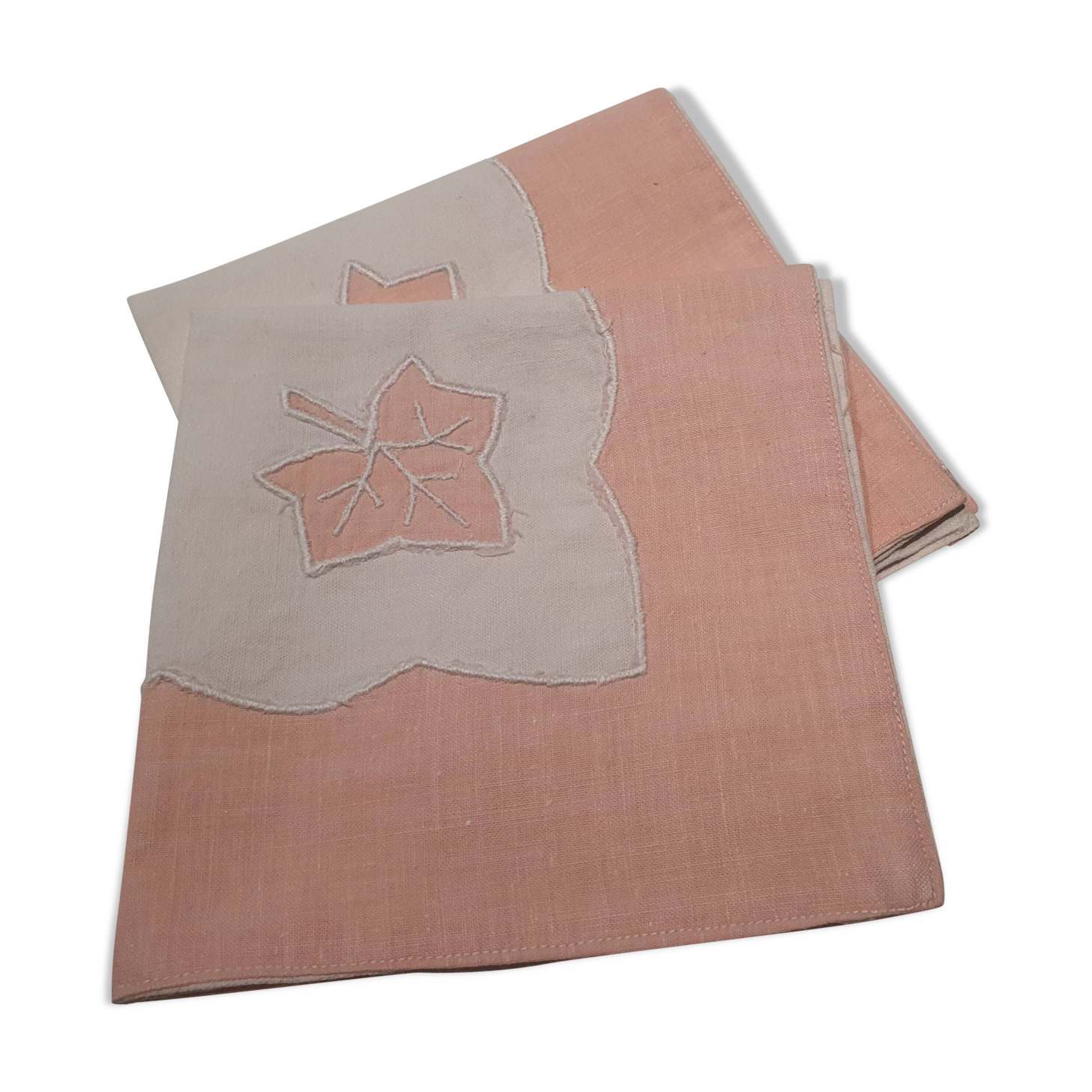 Set of two embroidered tea napkins.