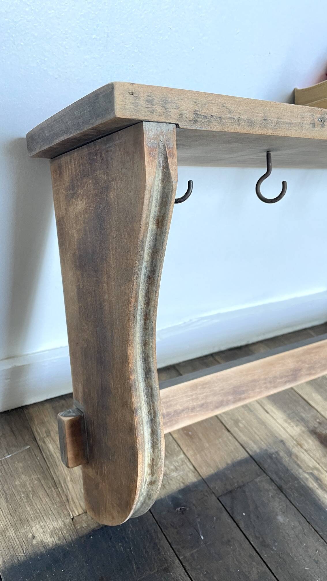 ETAGERE Vintage 5 Crochets BOIS Brut