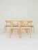 Set of 6 modern dining chairs, ecru fabric and natural beech wood.