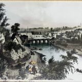 Table: watercolor engraving