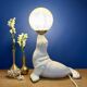 Vintage seal lamp in white ceramic and opaline.
