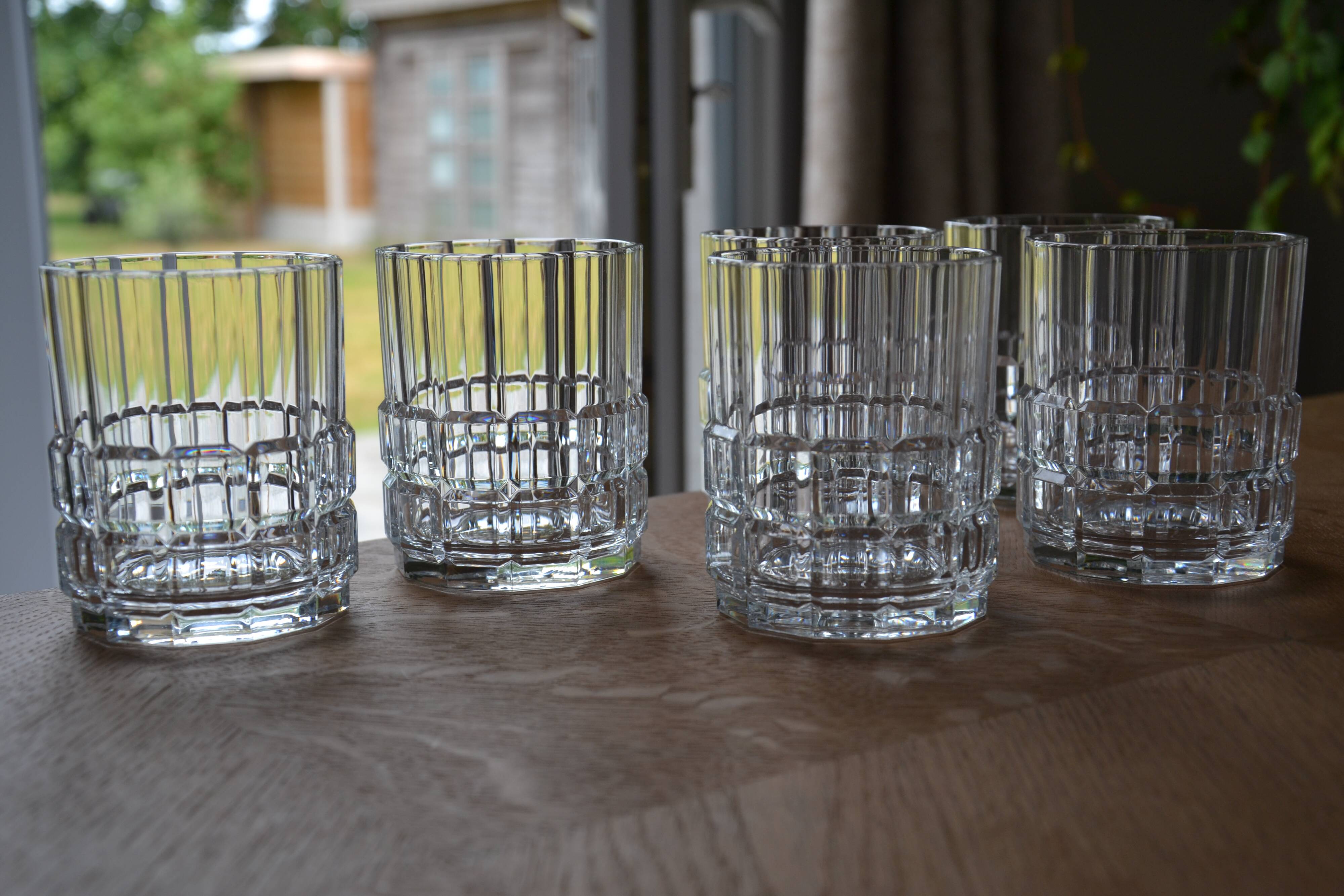 6 cut crystal whisky glasses