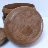 four vintage solid wood bowls