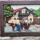Wooden bas-relief panel, carved and painted