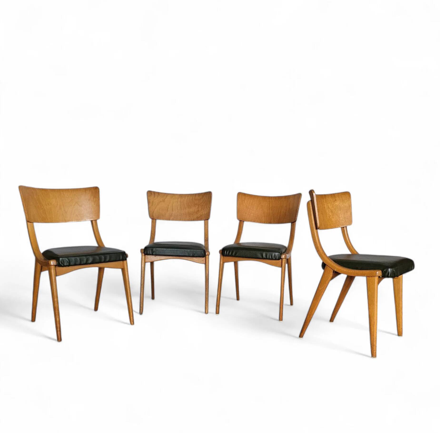 4 x Wooden Dining Benchairs 136 / Chairs by Stol Kamnik / 1960s / Slovenia