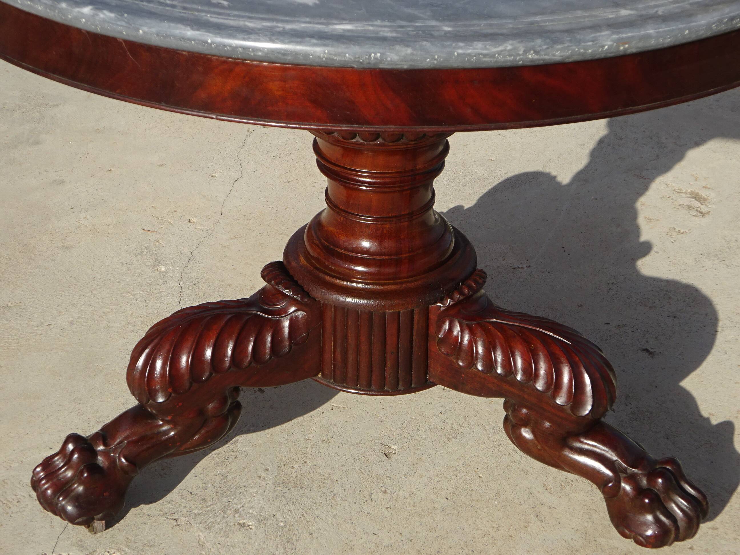 Empire guéridon, rotating marble top