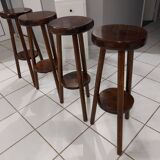 Suite of 4 vintage brutalist bar stools 1960s