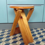 Vintage folding stool in pine