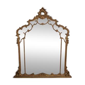 EARLY 20TH CENTURY BAROQUE-STYLE GOLDEN WOODEN WALL MIRROR