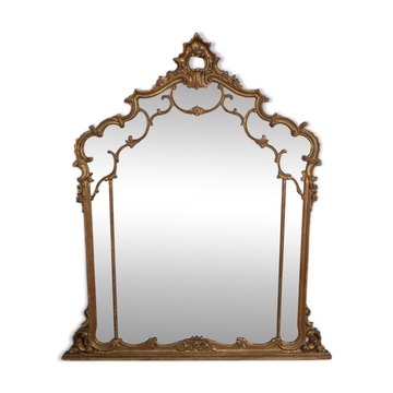 EARLY 20TH CENTURY BAROQUE-STYLE GOLDEN WOODEN WALL MIRROR