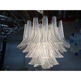 Murano Glass Sputnik Chandelier With Clear "Seghettata" Italian Glass