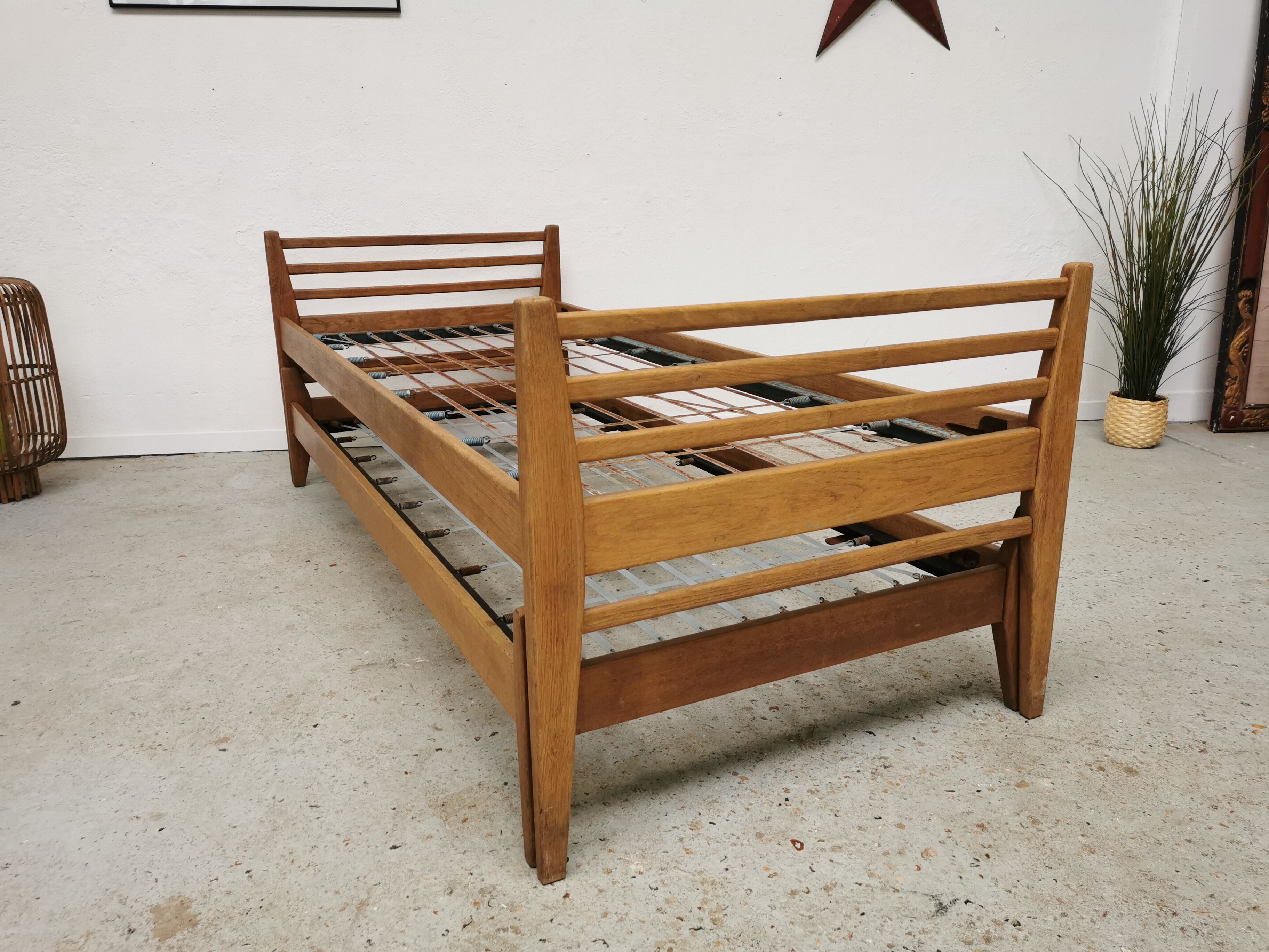 Pair of vintage beds Marcel Gascoin 1950