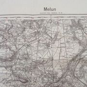 Carte géographique allemande rouge zone nord de guerre  melun seine-et-marne