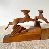 Pair of art deco doe bookends
