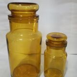 Two amber jars