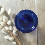 Blue glass candle holder