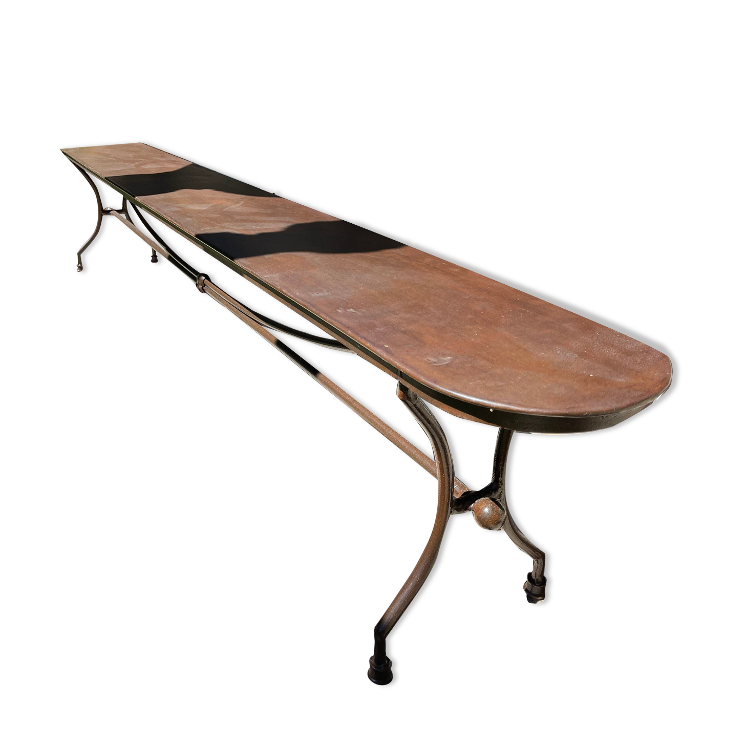 Artisanal wrought iron garden bench